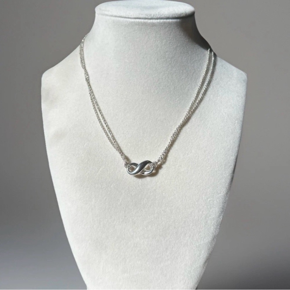 Tiffany & Co. Infinity Sterling Silver Double Chain Necklace